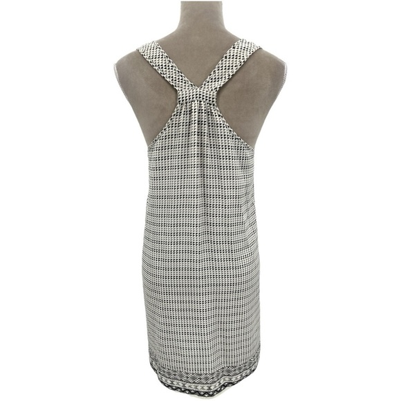 Joie Geometric Print Sleeveless Silk Tank Shift Dress - White Black Gray - Small - Picture 3 of 7